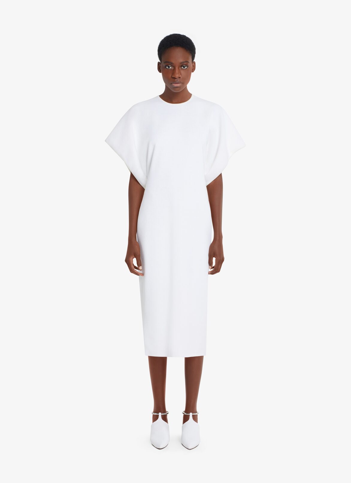 DOUBLE-FACED KNIT MIDI DRESS ALAÏA WHITE DOUBLE-FACED KNIT MIDI DRESS